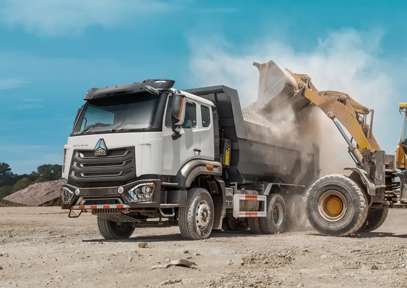 HOWO NX dump truck shown in a quarry work scene